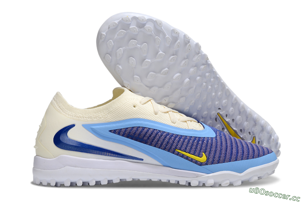 Men's Nike Phantom 6 Elite TF Artificial Turf Low-Tops Football Shoes - Blue/White/Jade 2