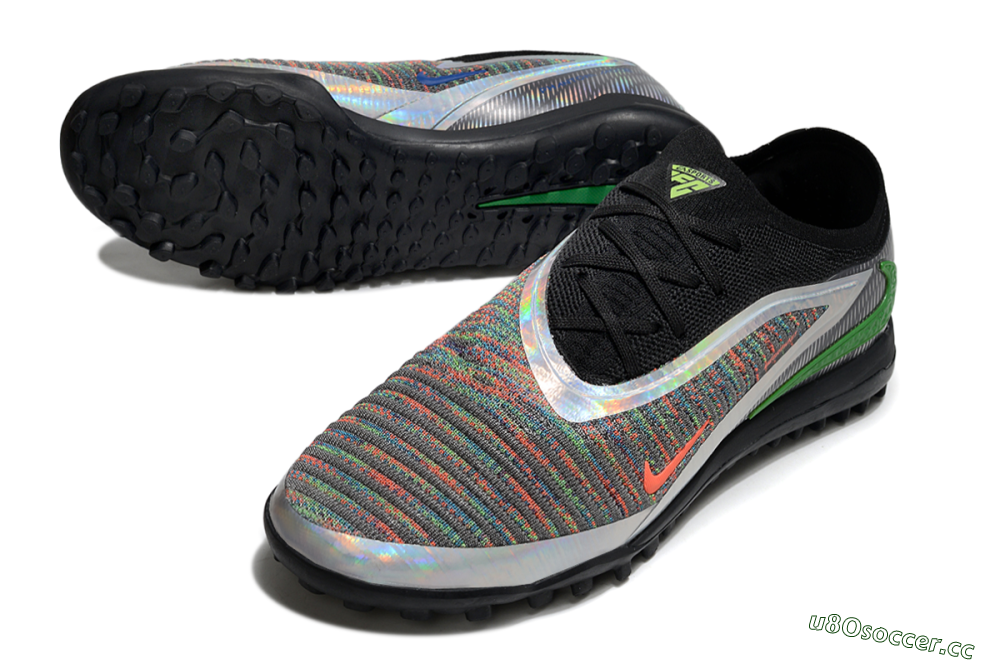 Men's Nike Phantom 6 Elite TF Artificial Turf Low-Tops Football Shoes - Grey/Silver/Black 3