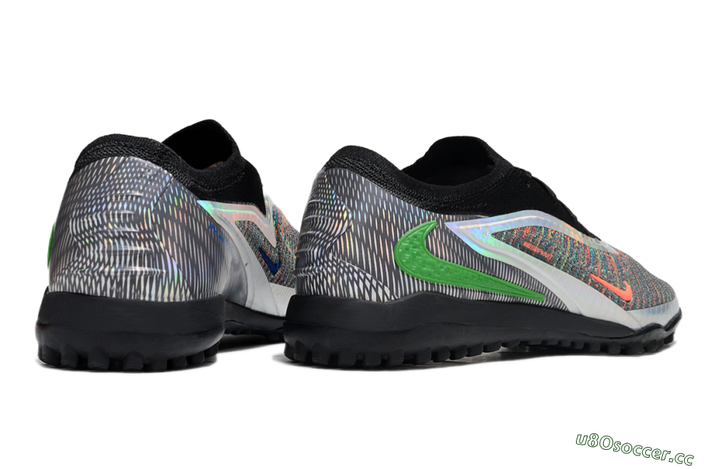 Men's Nike Phantom 6 Elite TF Artificial Turf Low-Tops Football Shoes - Grey/Silver/Black 6