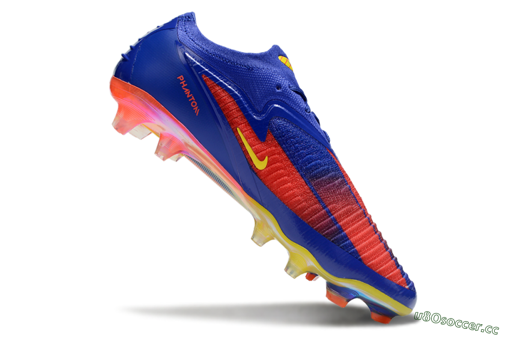 Men's Nike Phantom 6 Elite FG Firm Ground Low-Tops Football Boots - Blue/Red/Yellow 4