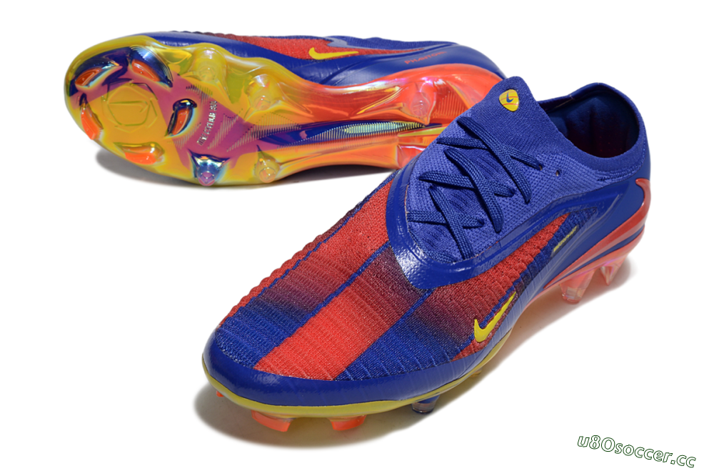 Men's Nike Phantom 6 Elite FG Firm Ground Low-Tops Football Boots - Blue/Red/Yellow 3