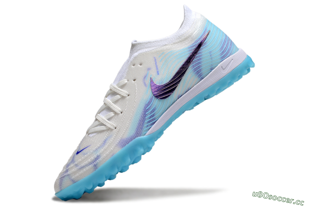 Men's Nike Phantom GX 2 Elite TF Artificial Turf Low-Tops Football Shoes - White/Purple/Jade 5