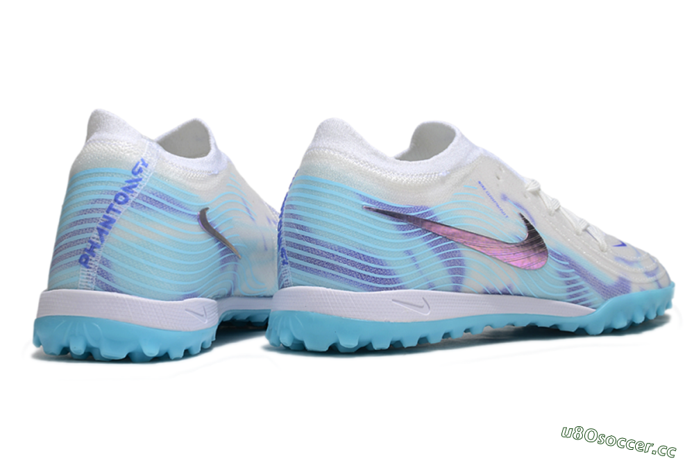 Men's Nike Phantom GX 2 Elite TF Artificial Turf Low-Tops Football Shoes - White/Purple/Jade 6