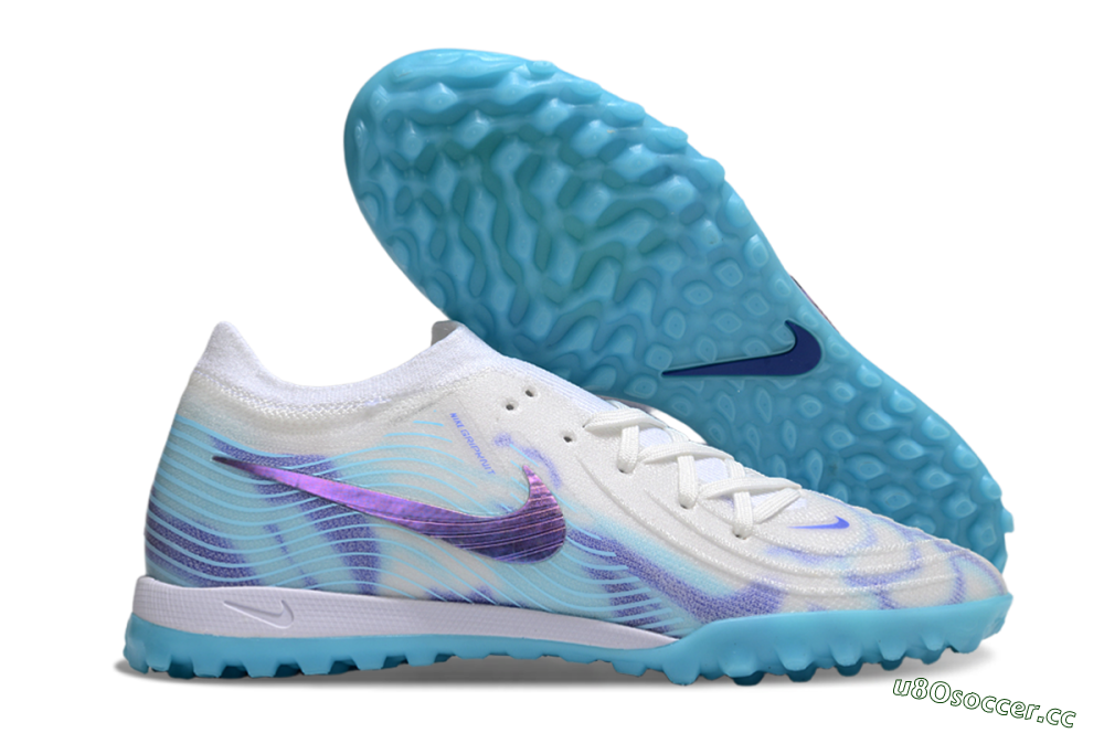 Men's Nike Phantom GX 2 Elite TF Artificial Turf Low-Tops Football Shoes - White/Purple/Jade 2