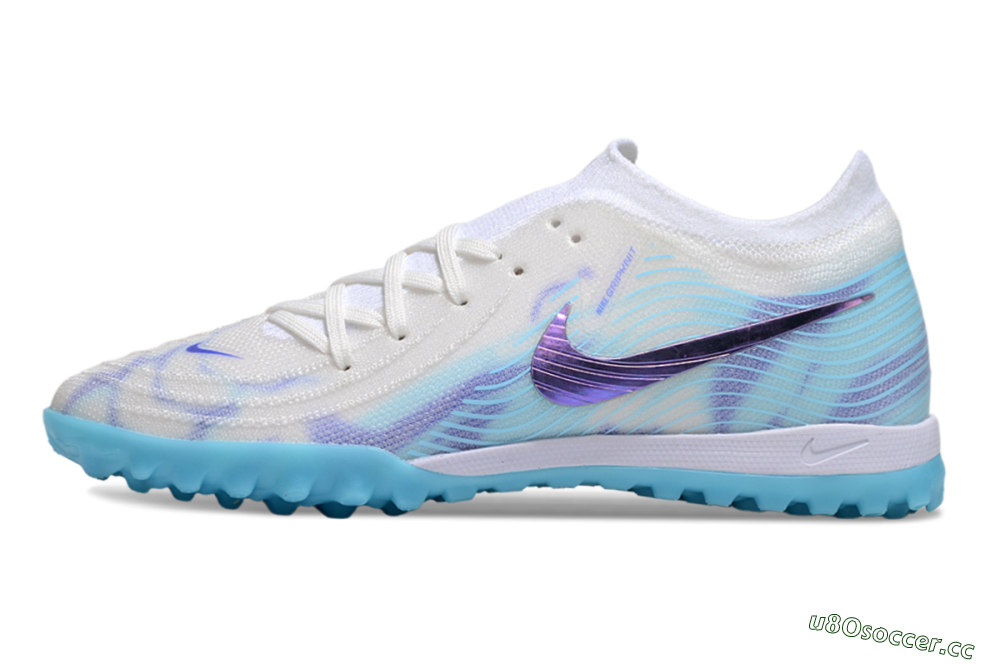Men's Nike Phantom GX 2 Elite TF Artificial Turf Low-Tops Football Shoes - White/Purple/Jade 0