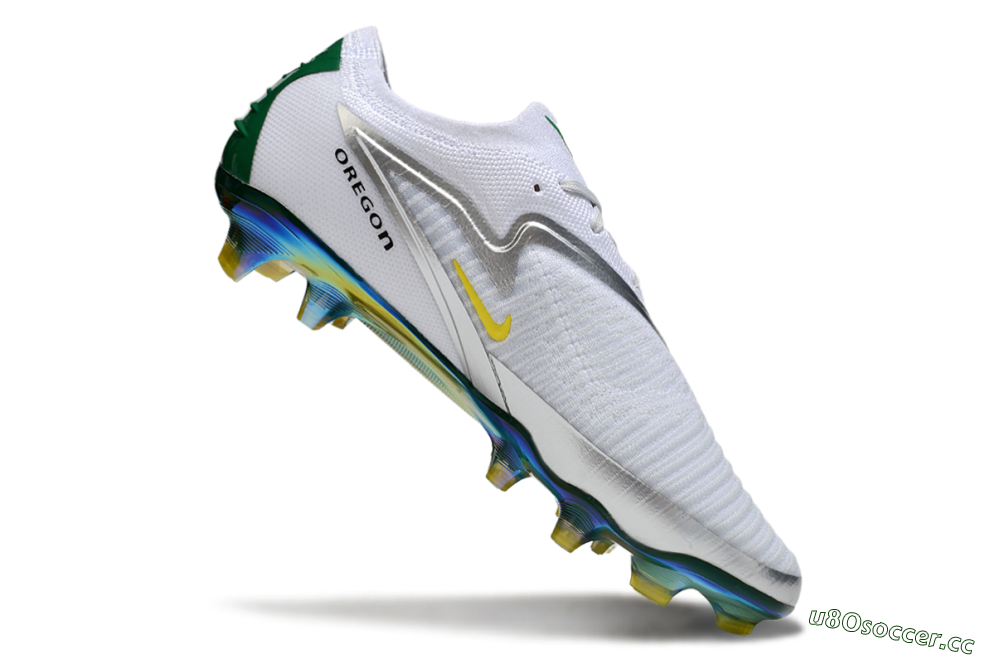 Men's Nike Phantom 6 Elite FG Firm Ground Low-Tops Football Boots - White/Silver/Yellow 4