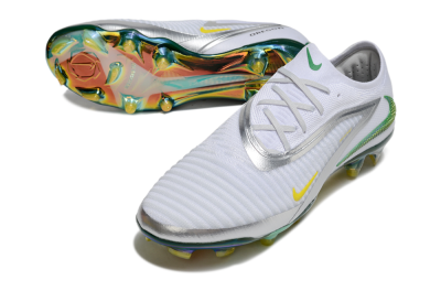 Men's Nike Phantom 6 Elite FG Firm Ground Low-Tops Football Boots - White/Silver/Yellow