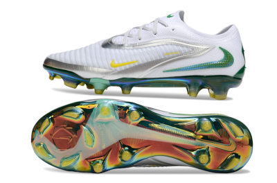 Men's Nike Phantom 6 Elite FG Firm Ground Low-Tops Football Boots - White/Silver/Yellow