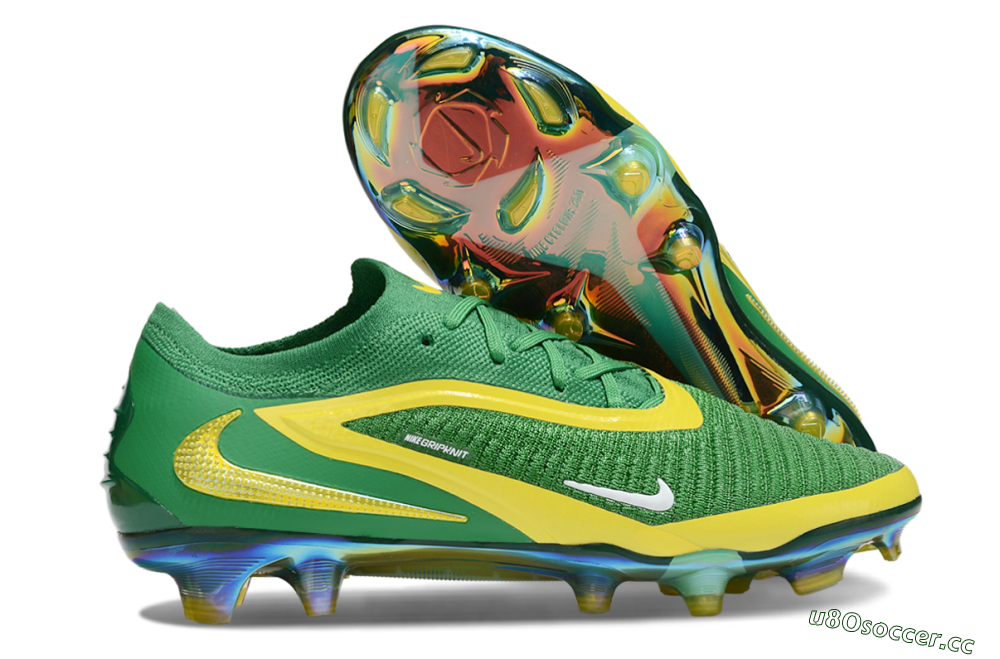 Men's Nike Phantom 6 Elite FG Firm Ground Low-Tops Football Boots - Green/Yellow/Black 2