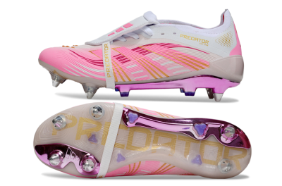 Men's Adidas Predator 25 Elite Foldover Tongue SG Soft Ground Low-Tops Football Boots - Pink/White/Gold