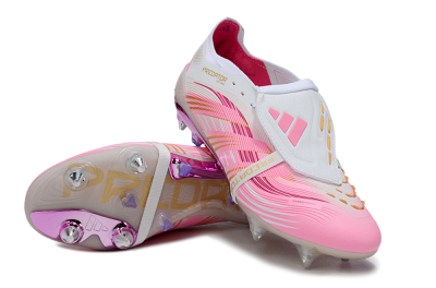 Men's Adidas Predator 25 Elite Foldover Tongue SG Soft Ground Low-Tops Football Boots - Pink/White/Gold