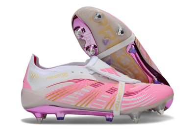 Men's Adidas Predator 25 Elite Foldover Tongue SG Soft Ground Low-Tops Football Boots - Pink/White/Gold