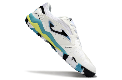 Men's Joma Top Flex TF Artificial Turf Low-Tops Football Shoes - White/Jade/Yellow