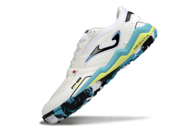 Men's Joma Top Flex TF Artificial Turf Low-Tops Football Shoes - White/Jade/Yellow
