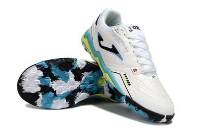 Men's Joma Top Flex TF Artificial Turf Low-Tops Football Shoes - White/Jade/Yellow