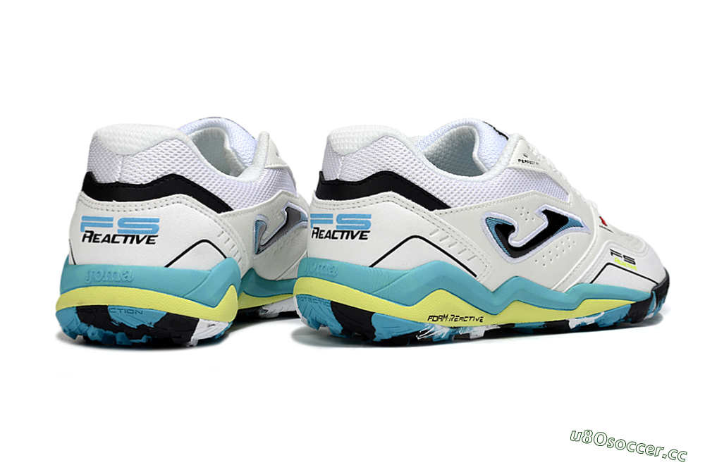 Men's Joma Top Flex TF Artificial Turf Low-Tops Football Shoes - White/Jade/Yellow 6