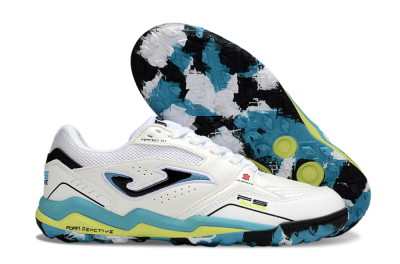 Men's Joma Top Flex TF Artificial Turf Low-Tops Football Shoes - White/Jade/Yellow