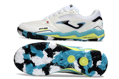 Men's Joma Top Flex TF Artificial Turf Low-Tops Football Shoes - White/Jade/Yellow
