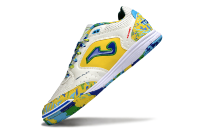 Men's Joma Top Flex IC Indoor & Futsal Low-Tops Football Shoes - White/Yellow/Blue