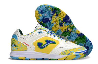 Men's Joma Top Flex IC Indoor & Futsal Low-Tops Football Shoes - White/Yellow/Blue