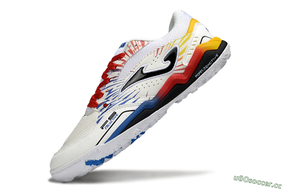 Men's Joma Top Flex TF Artificial Turf Low-Tops Football Shoes - White/Blue/Red/Yellow 5