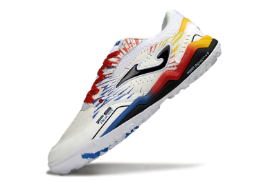 Men's Joma Top Flex TF Artificial Turf Low-Tops Football Shoes - White/Blue/Red/Yellow