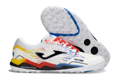 Men's Joma Top Flex TF Artificial Turf Low-Tops Football Shoes - White/Blue/Red/Yellow