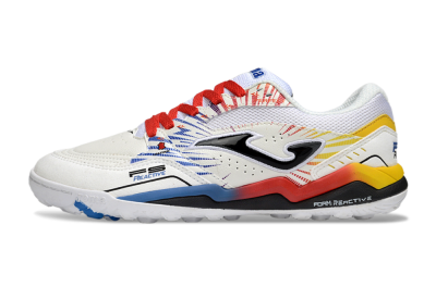Men's Joma Top Flex TF Artificial Turf Low-Tops Football Shoes - White/Blue/Red/Yellow
