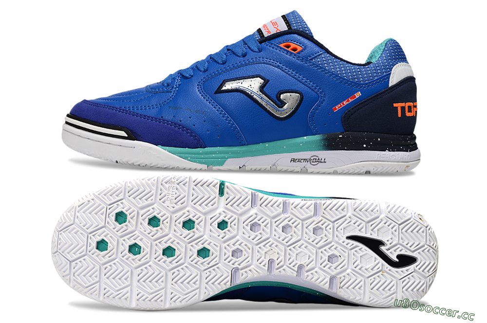 Men's Joma Top Flex IC Indoor & Futsal Low-Tops Football Shoes - Blue/Silver/Black 1