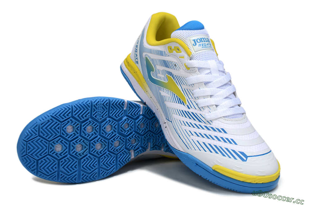 Men's Joma Top Flex IC Indoor & Futsal Low-Tops Football Shoes - White/Blue/Yellow 3