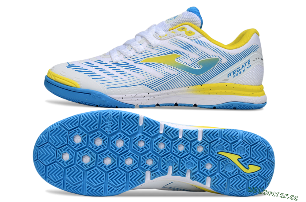 Men's Joma Top Flex IC Indoor & Futsal Low-Tops Football Shoes - White/Blue/Yellow 1