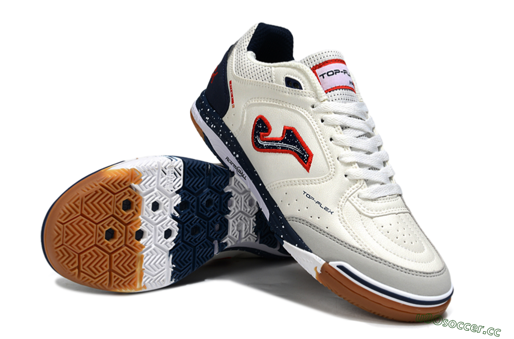 Men's Joma Top Flex IC Indoor & Futsal Low-Tops Football Shoes - White/Blue/Red 3