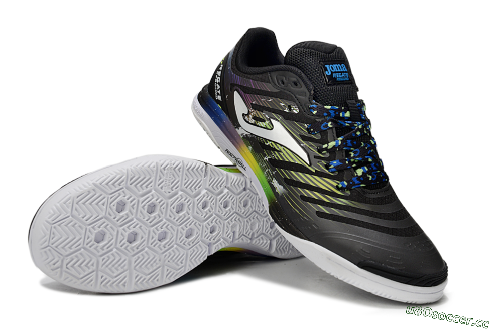 Men's Joma Top Flex IC Indoor & Futsal Low-Tops Football Shoes - Black/White/Yellow 3