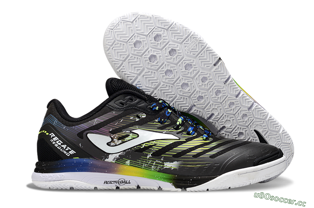 Men's Joma Top Flex IC Indoor & Futsal Low-Tops Football Shoes - Black/White/Yellow 2