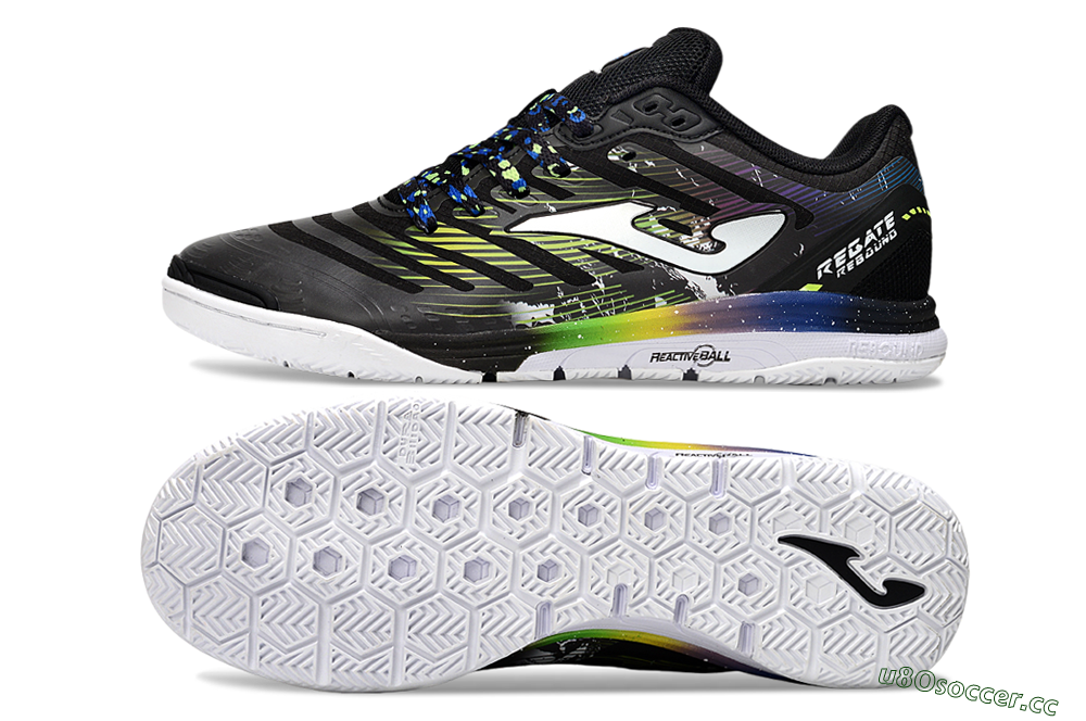 Men's Joma Top Flex IC Indoor & Futsal Low-Tops Football Shoes - Black/White/Yellow 1
