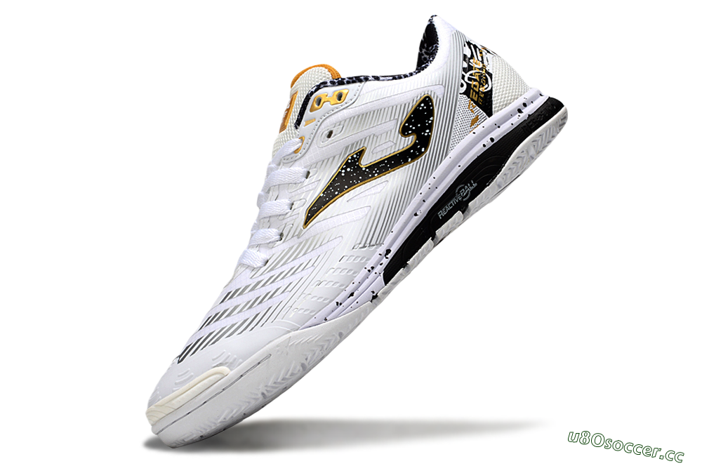 Men's Joma Top Flex IC Indoor & Futsal Low-Tops Football Shoes - White/Black/Gold 5