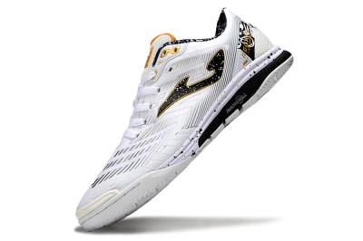Men's Joma Top Flex IC Indoor & Futsal Low-Tops Football Shoes - White/Black/Gold