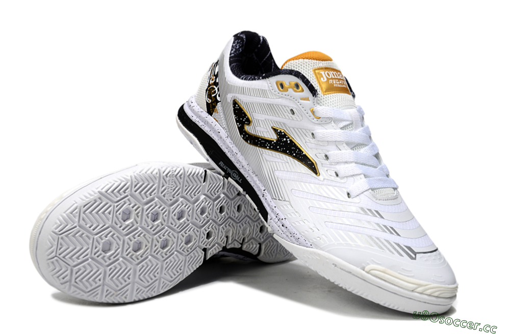 Men's Joma Top Flex IC Indoor & Futsal Low-Tops Football Shoes - White/Black/Gold 3