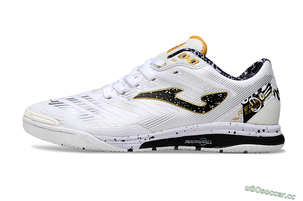 Men's Joma Top Flex IC Indoor & Futsal Low-Tops Football Shoes - White/Black/Gold 0