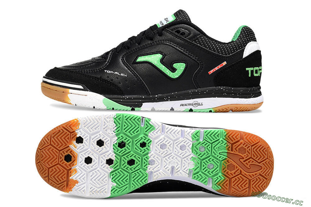 Men's Joma Top Flex IC Indoor & Futsal Low-Tops Football Shoes - Black/Yellow/White 1