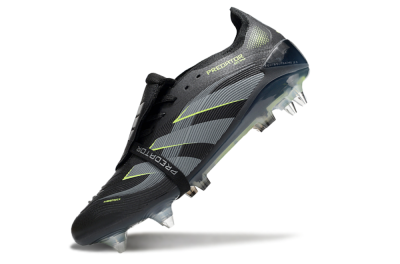 Men's Adidas Predator 25 Elite Foldover Tongue SG Soft Ground Low-Tops Football Boots - Black/Grey/Yellow