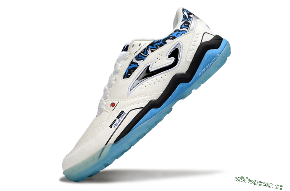 Men's Joma Top Flex TF Artificial Turf Low-Tops Football Shoes - White/Black/Blue 5