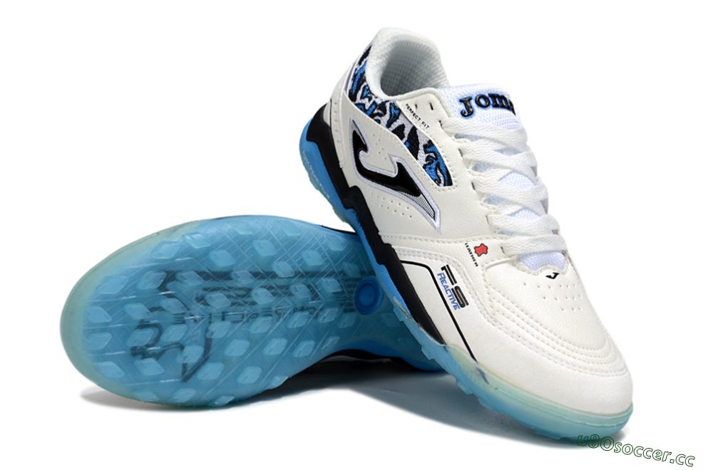Men's Joma Top Flex TF Artificial Turf Low-Tops Football Shoes - White/Black/Blue 3