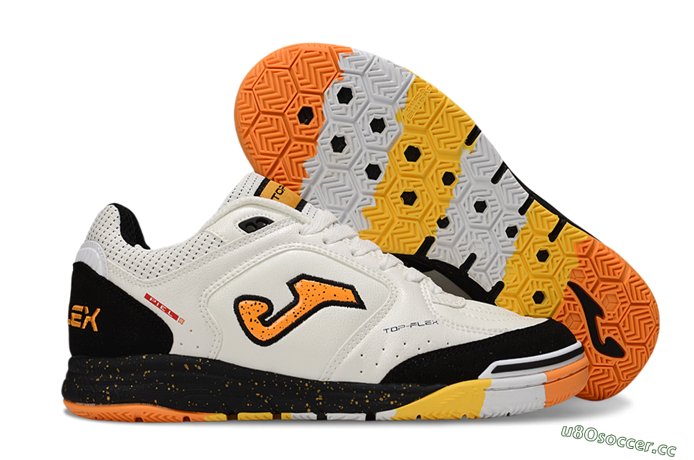 Men's Joma Top Flex IC Indoor & Futsal Low-Tops Football Shoes - White/Yellow/Black 2