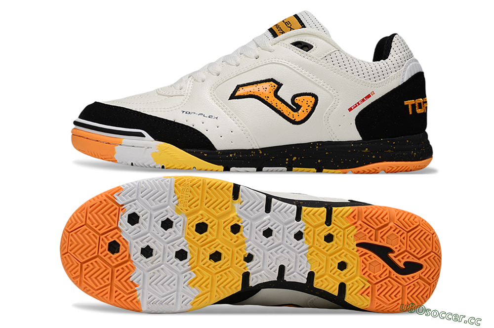 Men's Joma Top Flex IC Indoor & Futsal Low-Tops Football Shoes - White/Yellow/Black 1