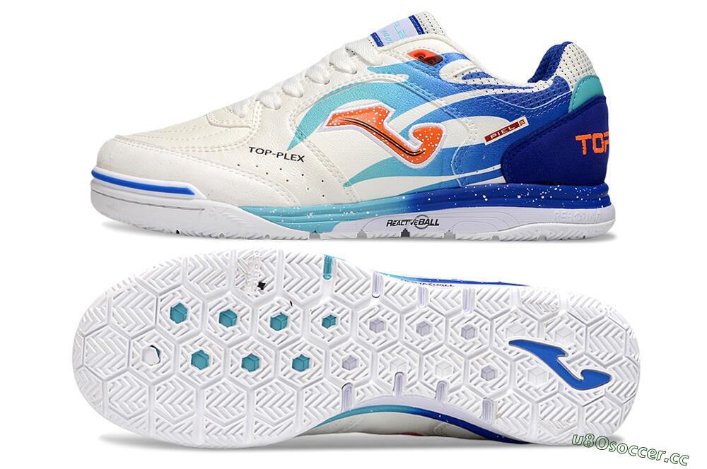 Men's Joma Top Flex IC Indoor & Futsal Low-Tops Football Shoes - White/Red/Blue 1