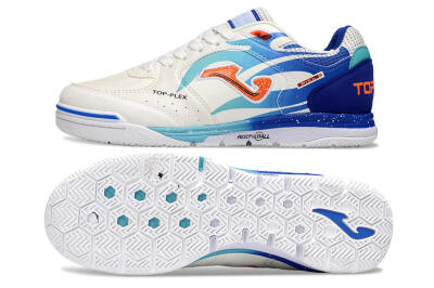 Men's Joma Top Flex IC Indoor & Futsal Low-Tops Football Shoes - White/Red/Blue