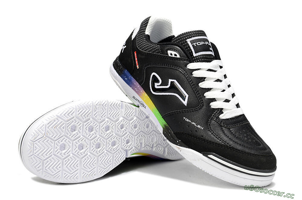 Men's Joma Top Flex IC Indoor & Futsal Low-Tops Football Shoes - Black/White/Red 3