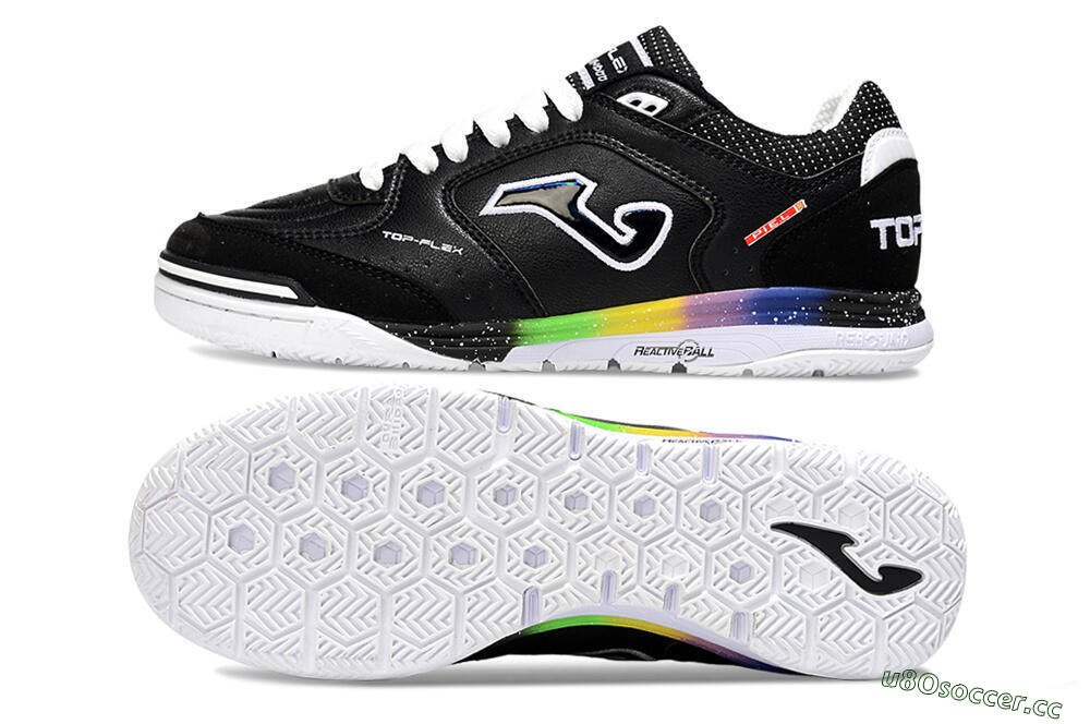 Men's Joma Top Flex IC Indoor & Futsal Low-Tops Football Shoes - Black/White/Red 1