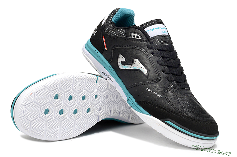 Men's Joma Top Flex IC Indoor & Futsal Low-Tops Football Shoes - Black/Silver/Blue 3